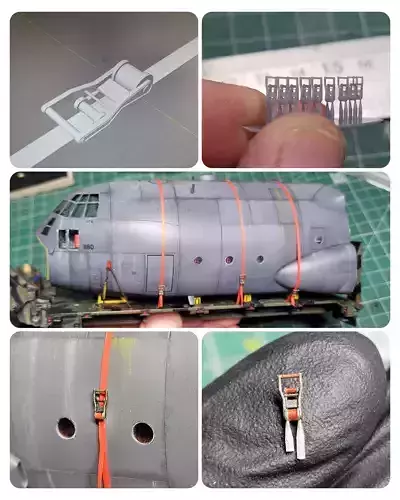 Ratchet strap mechanism 3D printing for scale models 72 35 scale