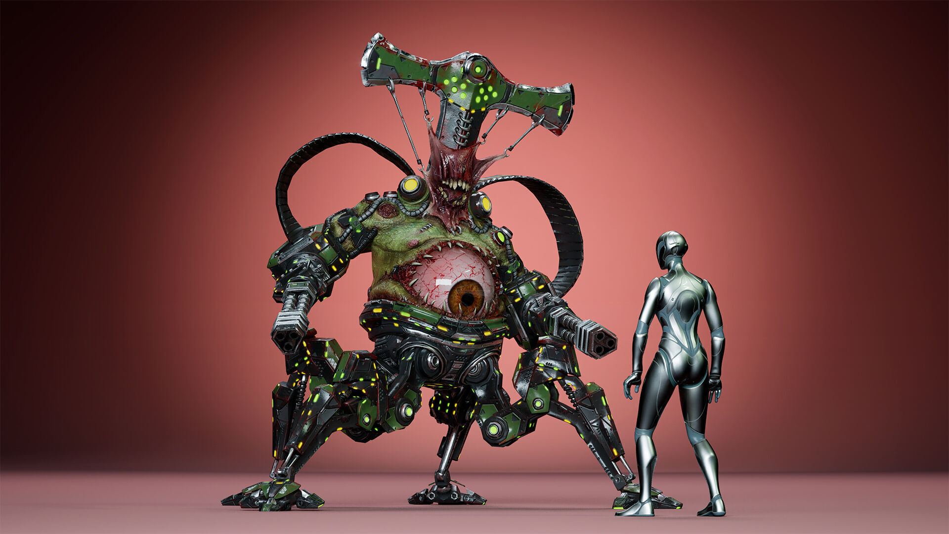 Cyborg Fatman1 Low-poly 3D model_12