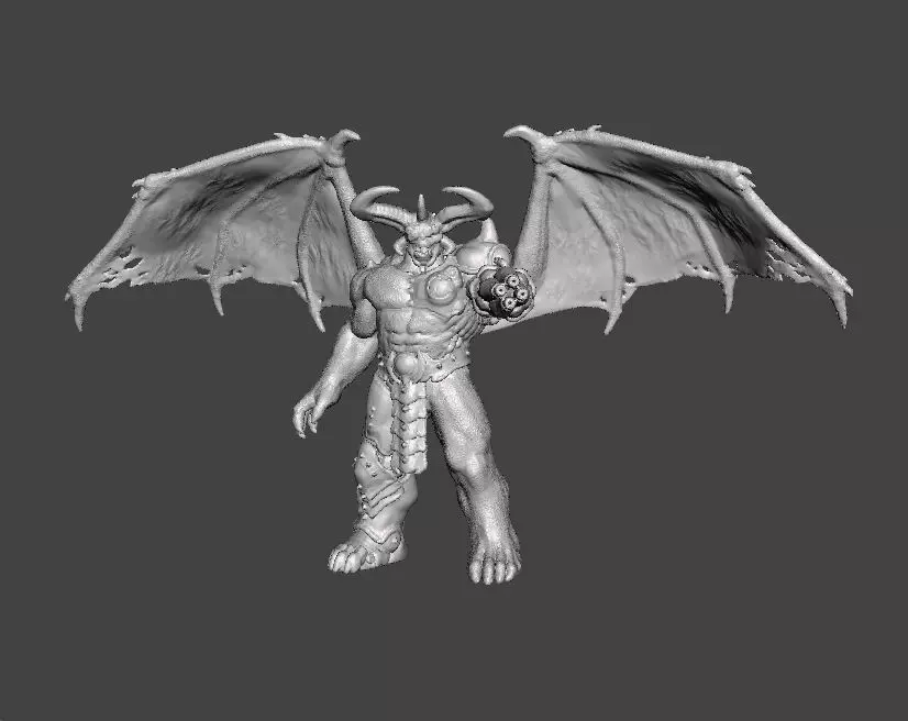 WINGED CYBER TYRANT DEMON MODEL FIGURE FANTASY SCIFI GAMES RPG 3D print model