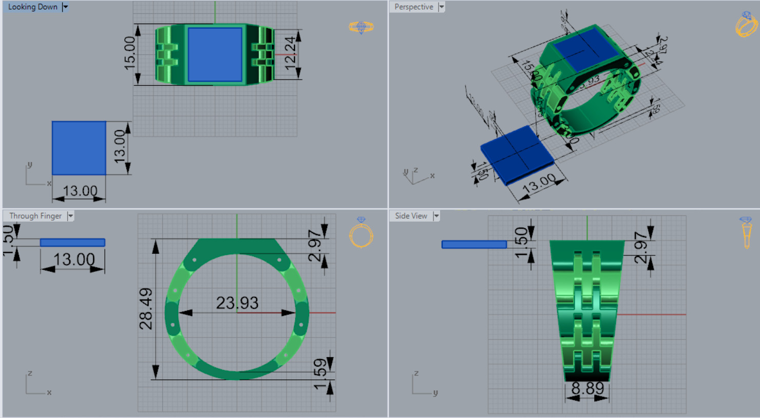gemstone man rolex ring ror0053 3D print model_7
