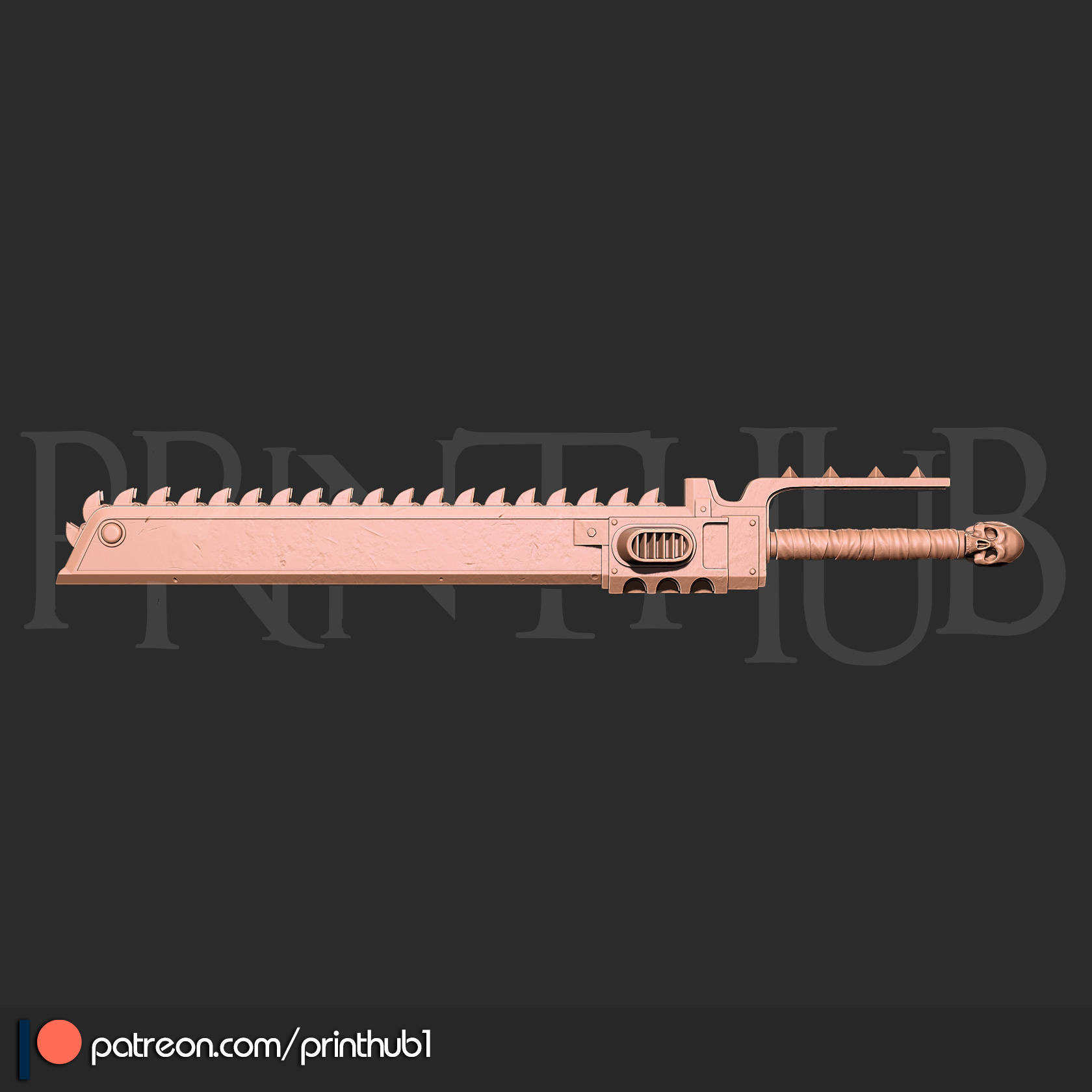 Chainsword from space marine 2 for cosplay stl 3D print model_4