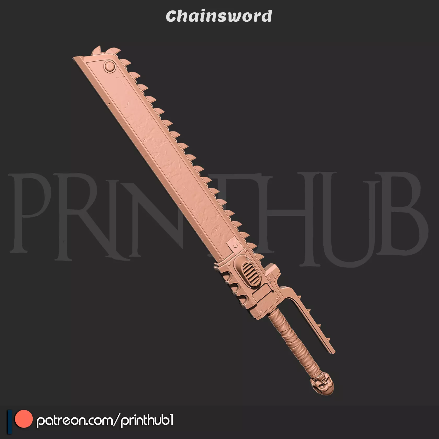 Chainsword from space marine 2 for cosplay stl 3D print model_0