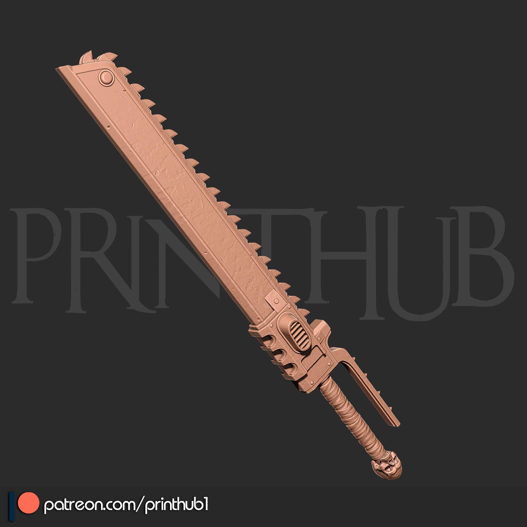 Chainsword from space marine 2 for cosplay stl 3D print model_3