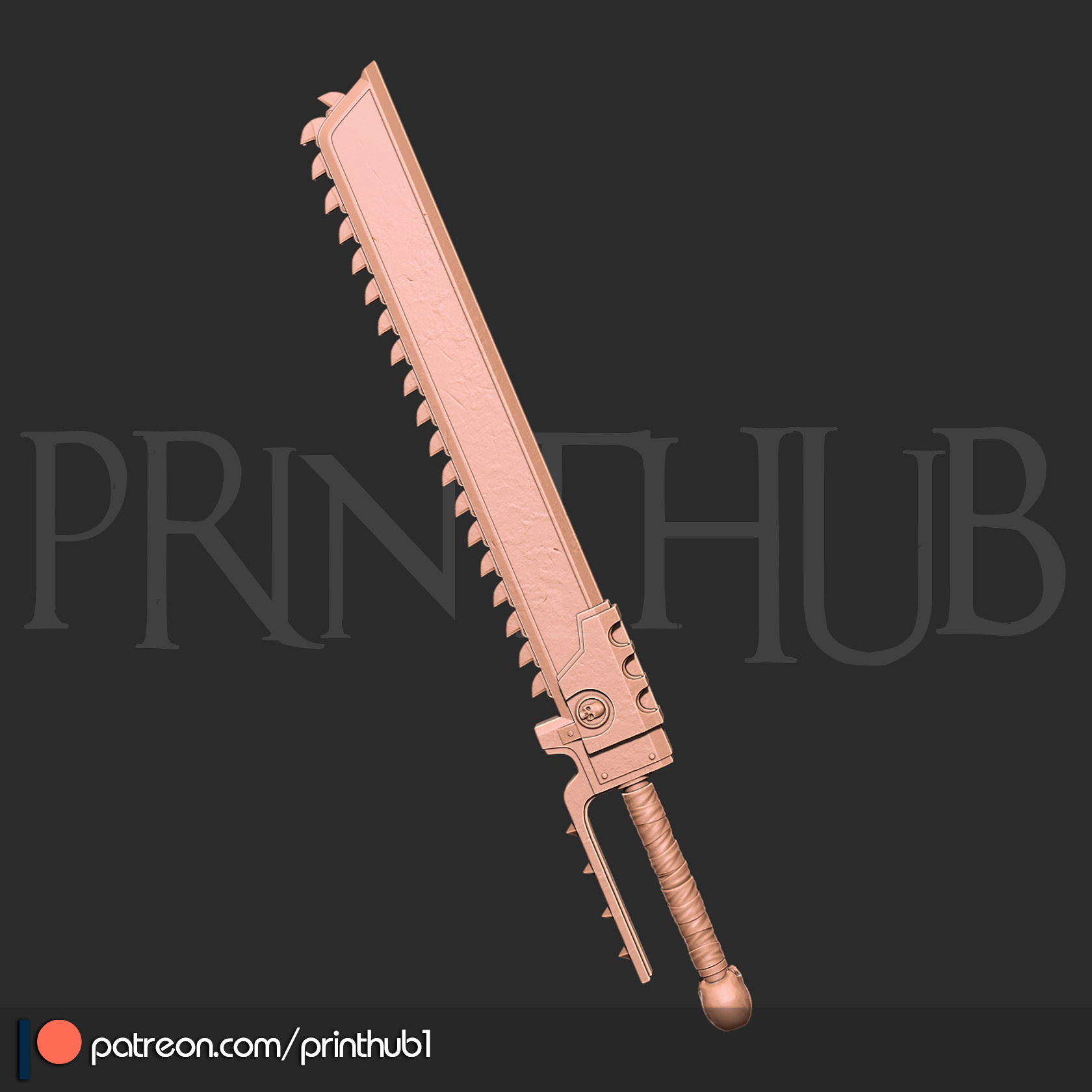 Chainsword from space marine 2 for cosplay stl 3D print model_2