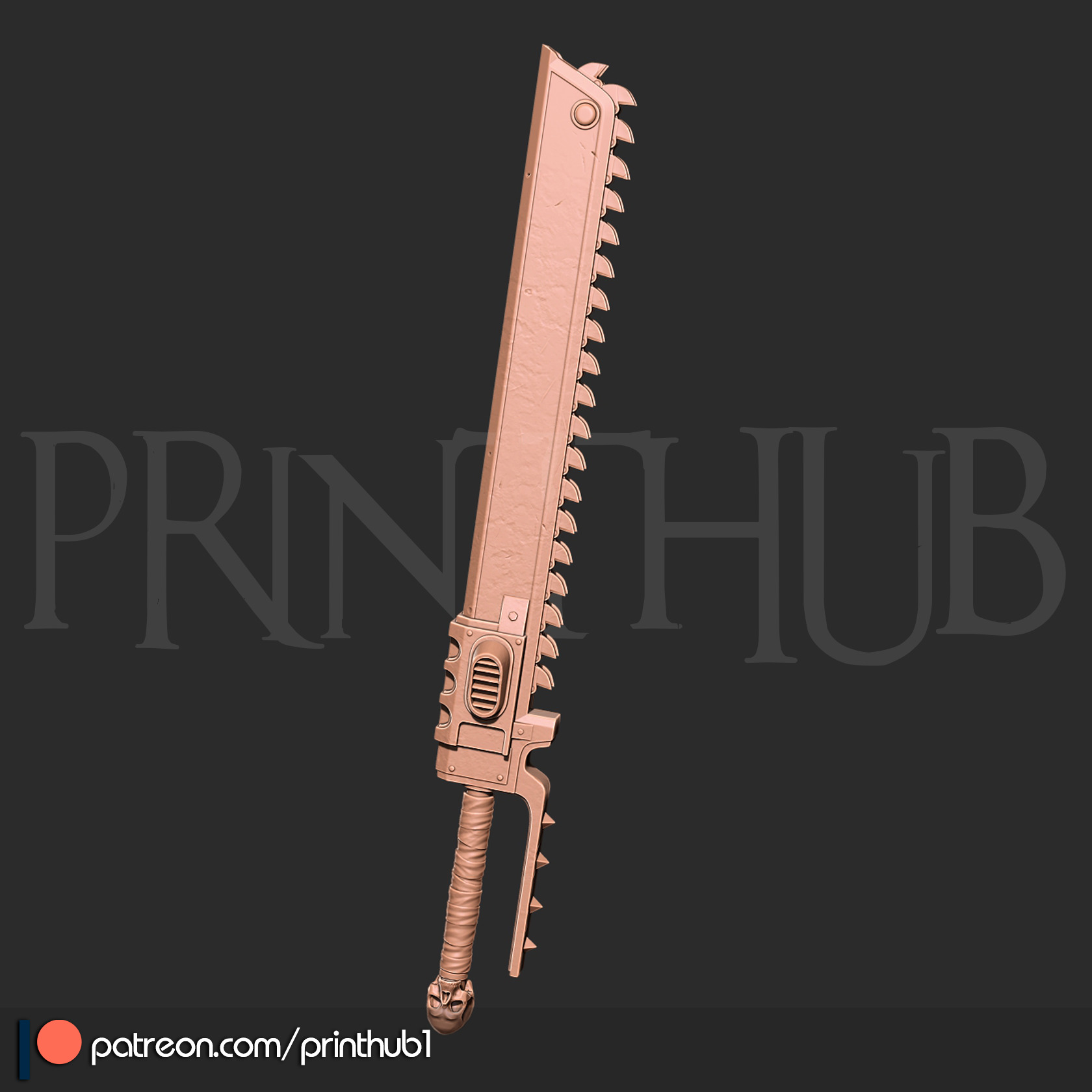 Chainsword from space marine 2 for cosplay stl 3D print model_1