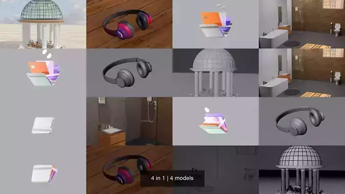 4 in 1 3D Model Collection