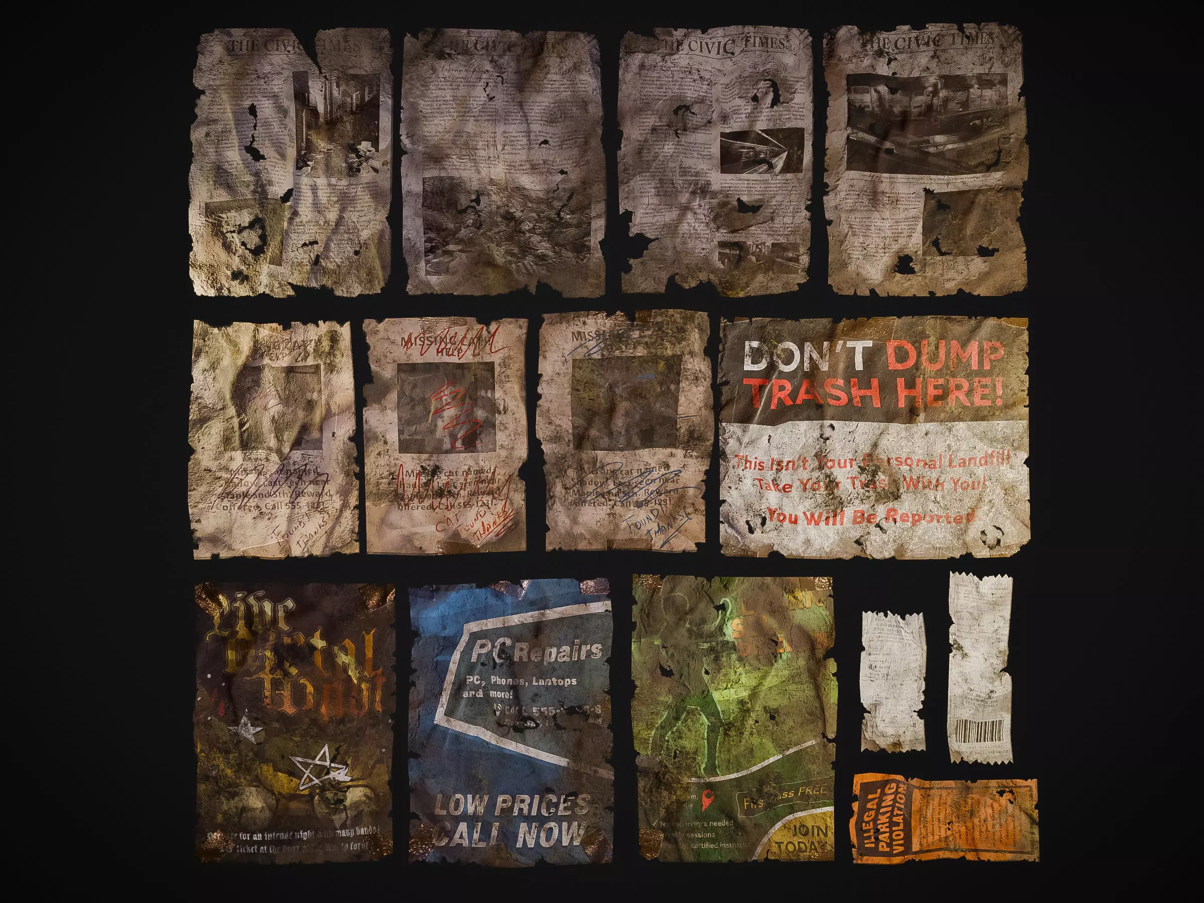 Paper Props - Urban Trash Set Low-poly 3D model