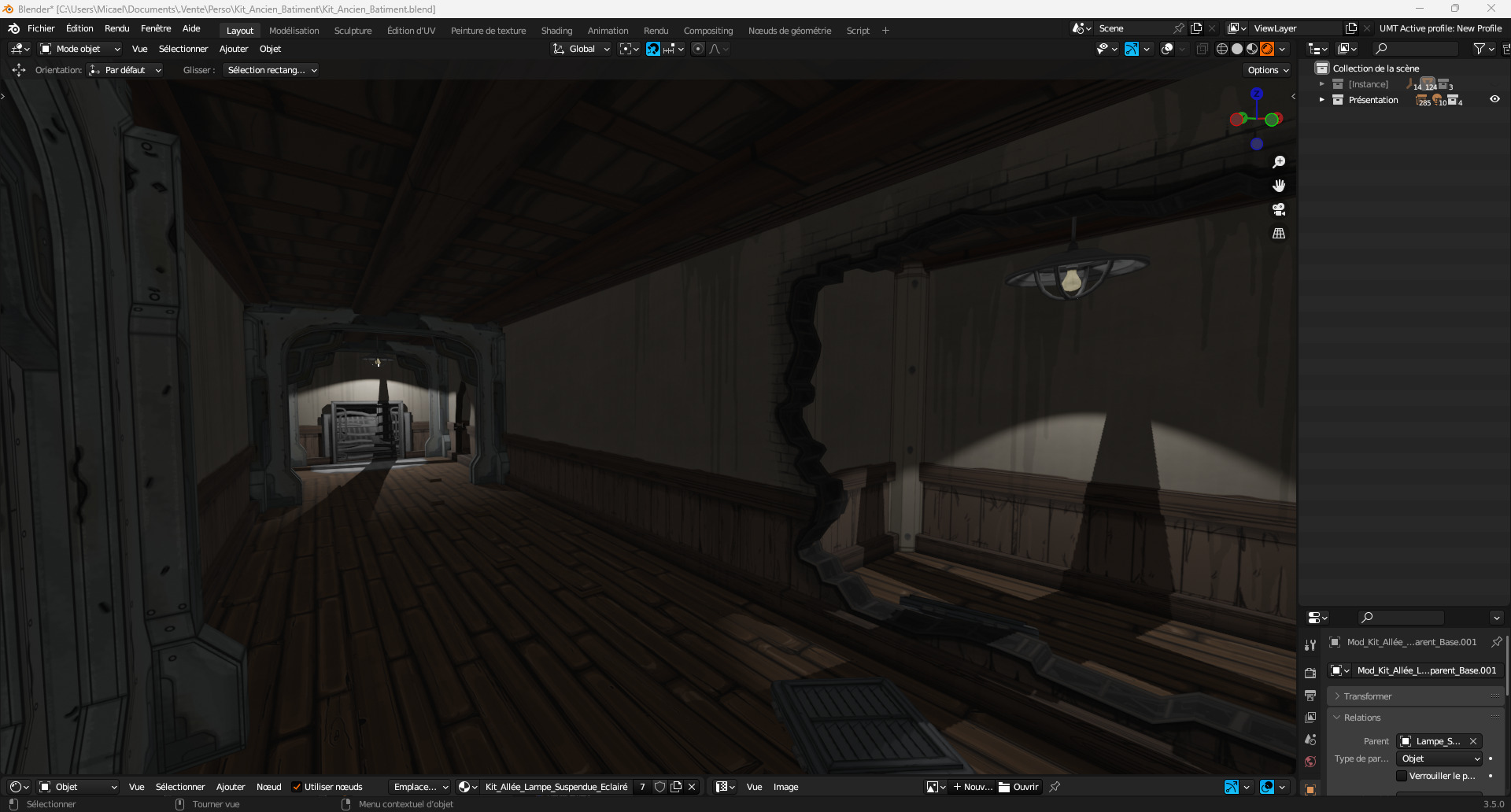Hand Painted Old Building KitBash Low-poly 3D model_4