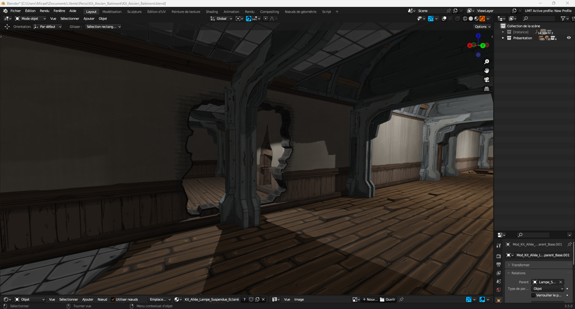 Hand Painted Old Building KitBash Low-poly 3D model_5