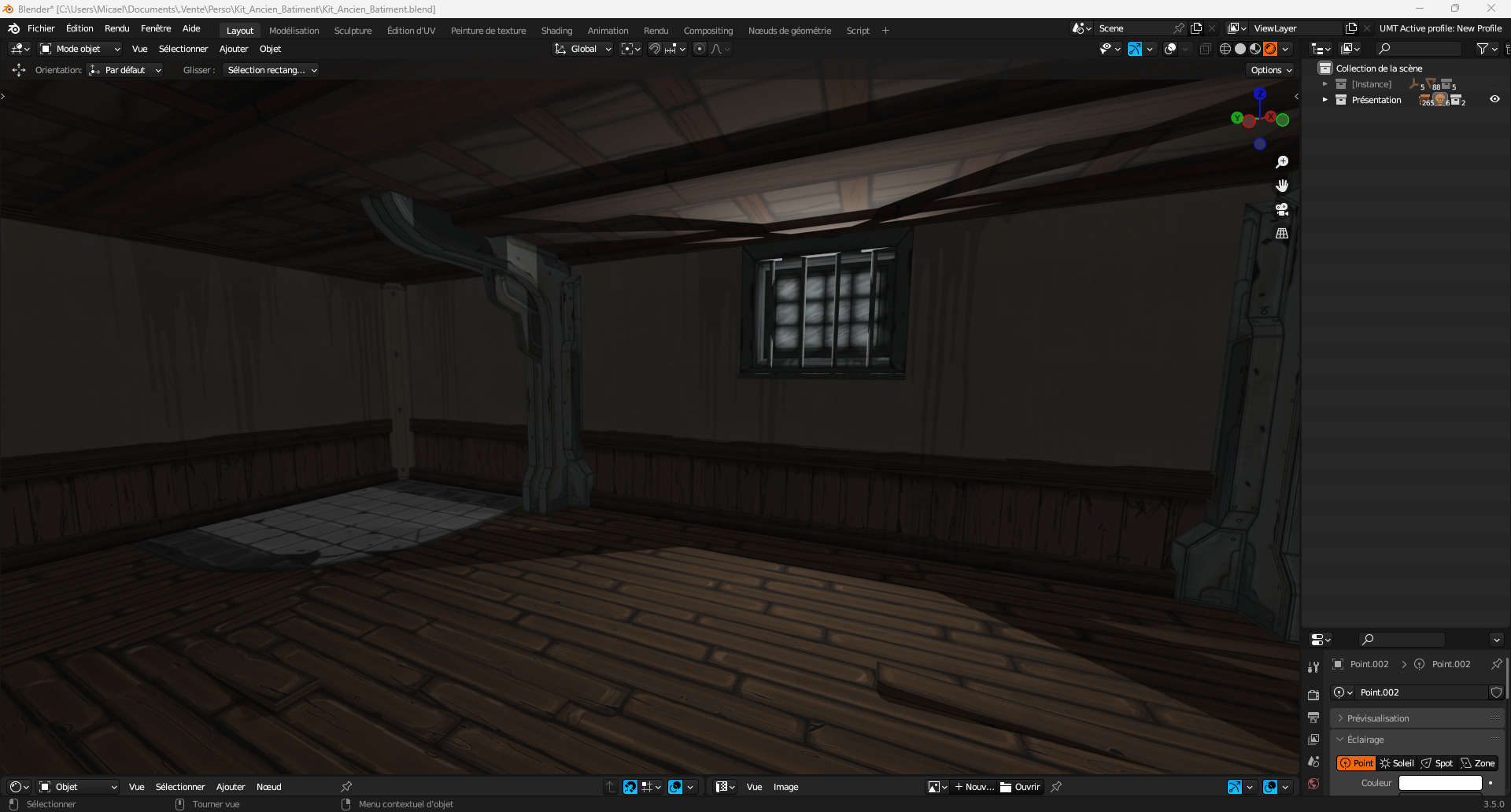Hand Painted Old Building KitBash Low-poly 3D model_2