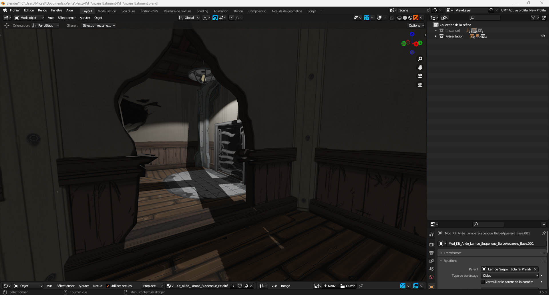 Hand Painted Old Building KitBash Low-poly 3D model_3