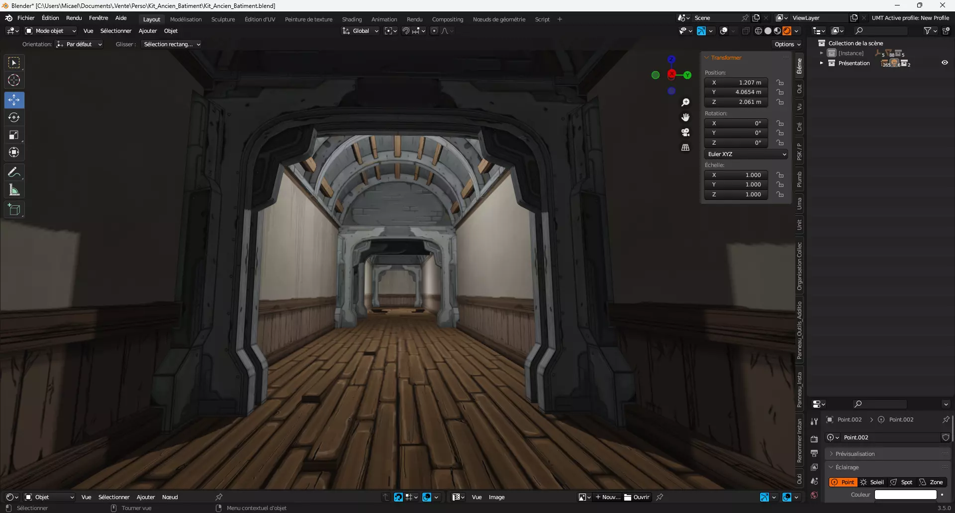 Hand Painted Old Building KitBash Low-poly 3D model_0