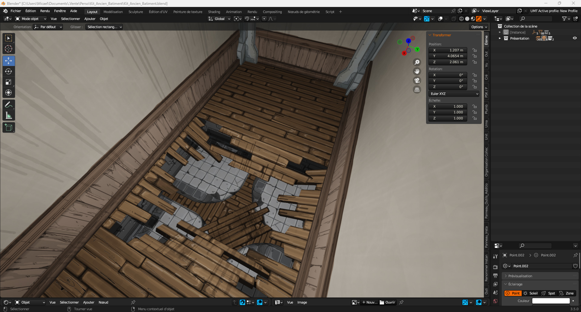 Hand Painted Old Building KitBash Low-poly 3D model_1