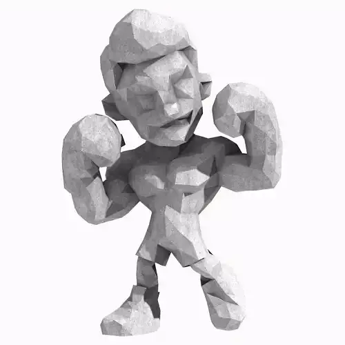 Cute Kawaii Bodybuilder Low Poly