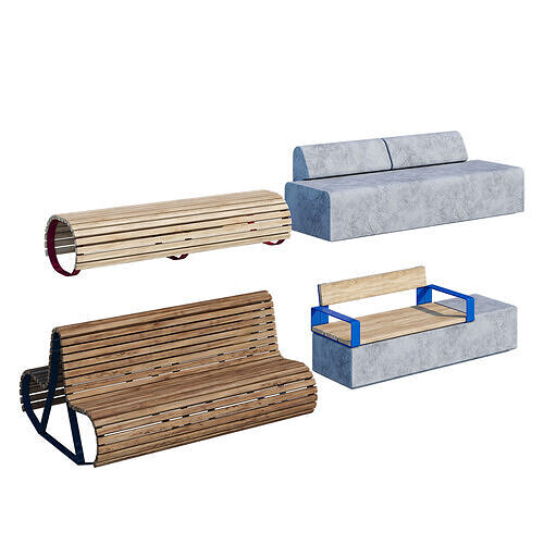 Linear benches 3D model