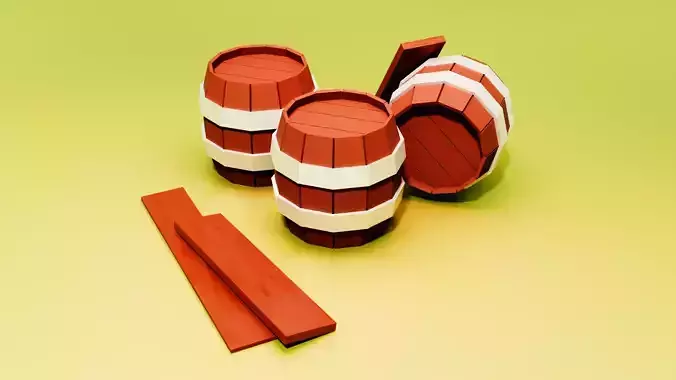 Low poly Wooden Barrel