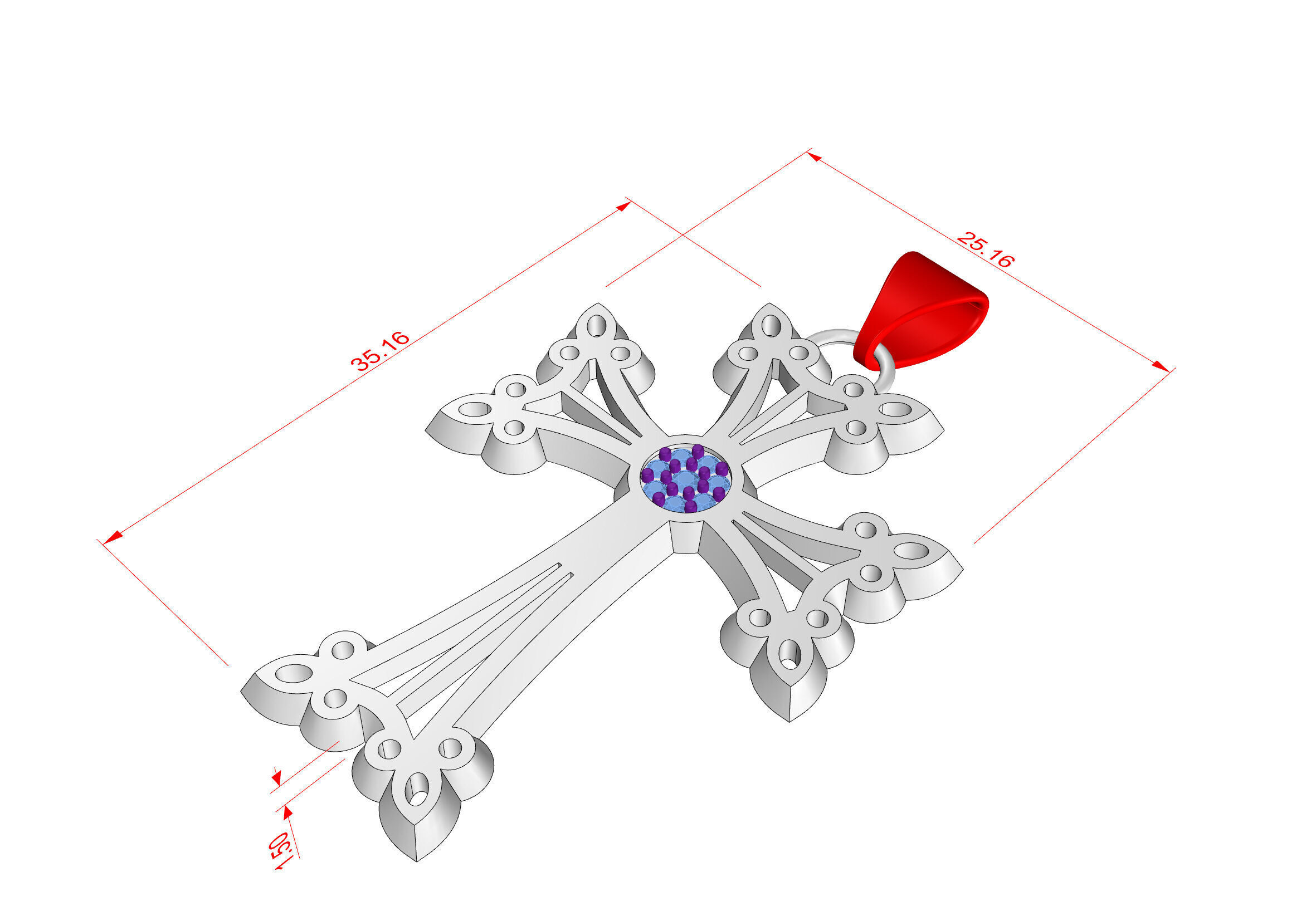 cross pendant 348 3D print model_7