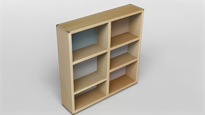 Minimalist Wooden Wall Shelf with Pastel Back Panels 3D model