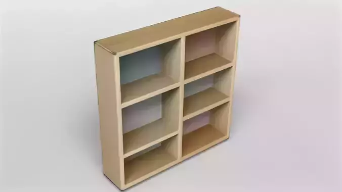 Minimalist Wooden Wall Shelf with Pastel Back Panels 3D model