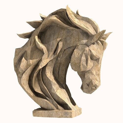 Horse Head Statue Low Poly 3D print model