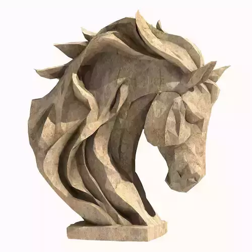 Horse Head Statue Low Poly 3D print model