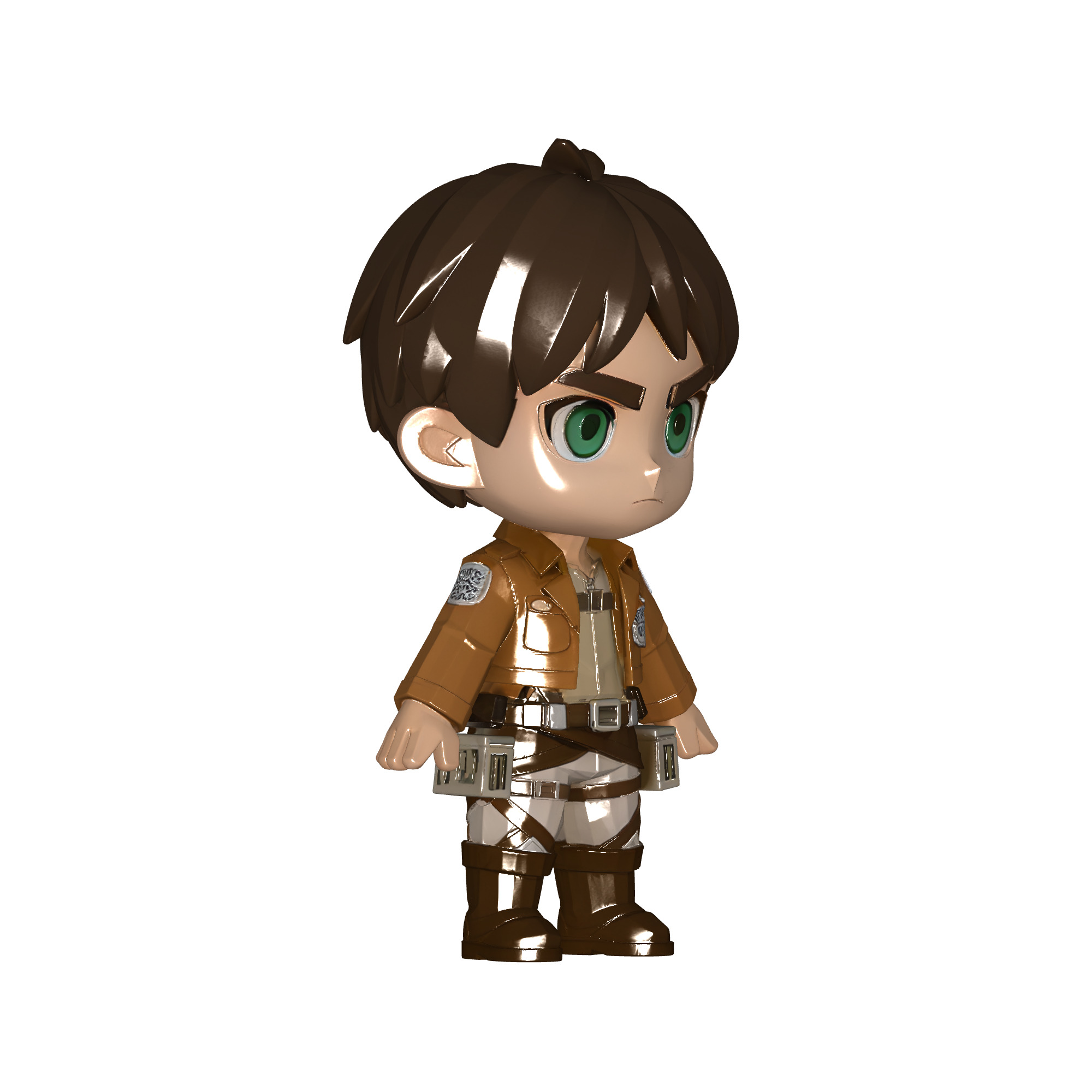 Chibi Eren Yeager AOT - Anime  Attack on Titan  Low-poly 3D model_8