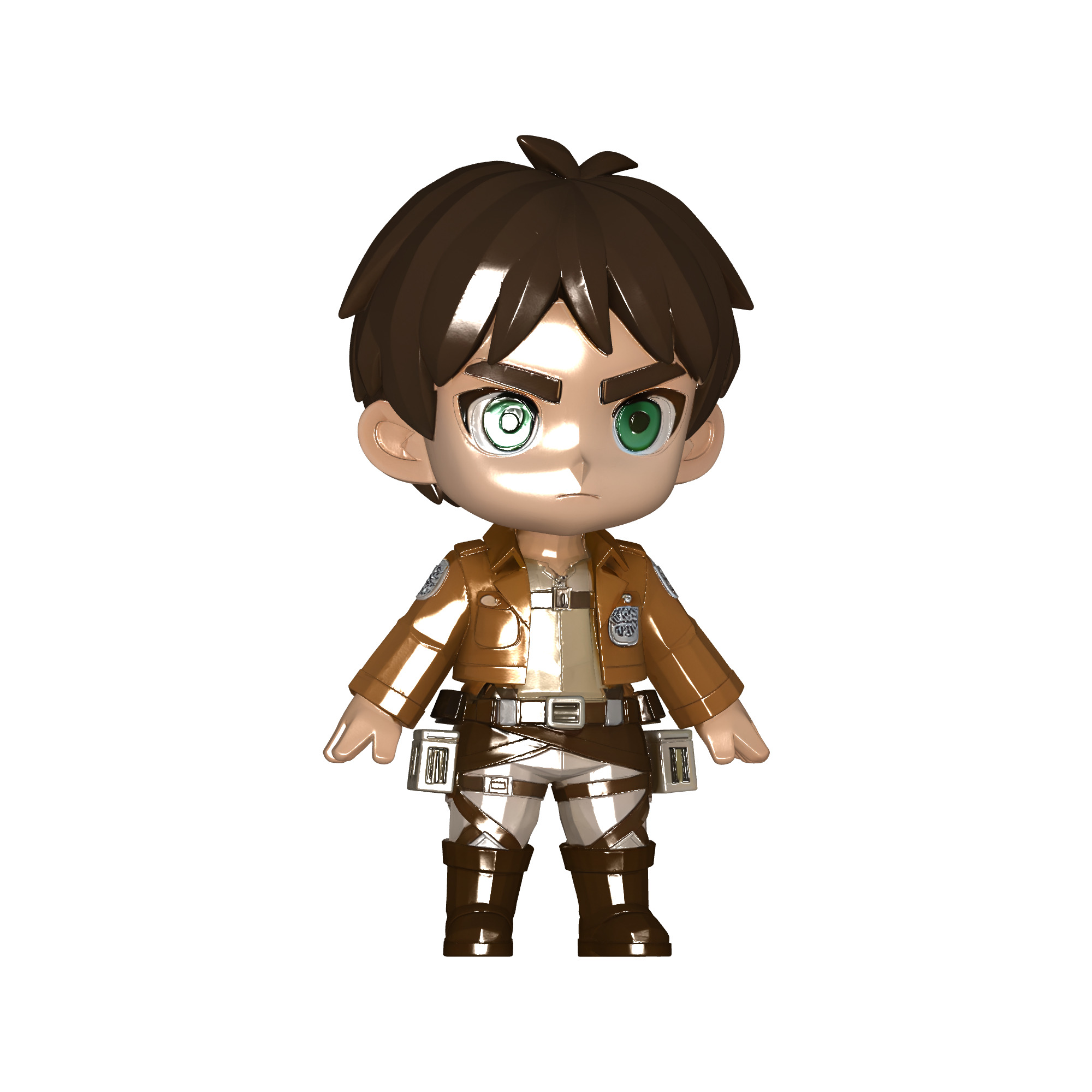 Chibi Eren Yeager AOT - Anime  Attack on Titan  Low-poly 3D model_5
