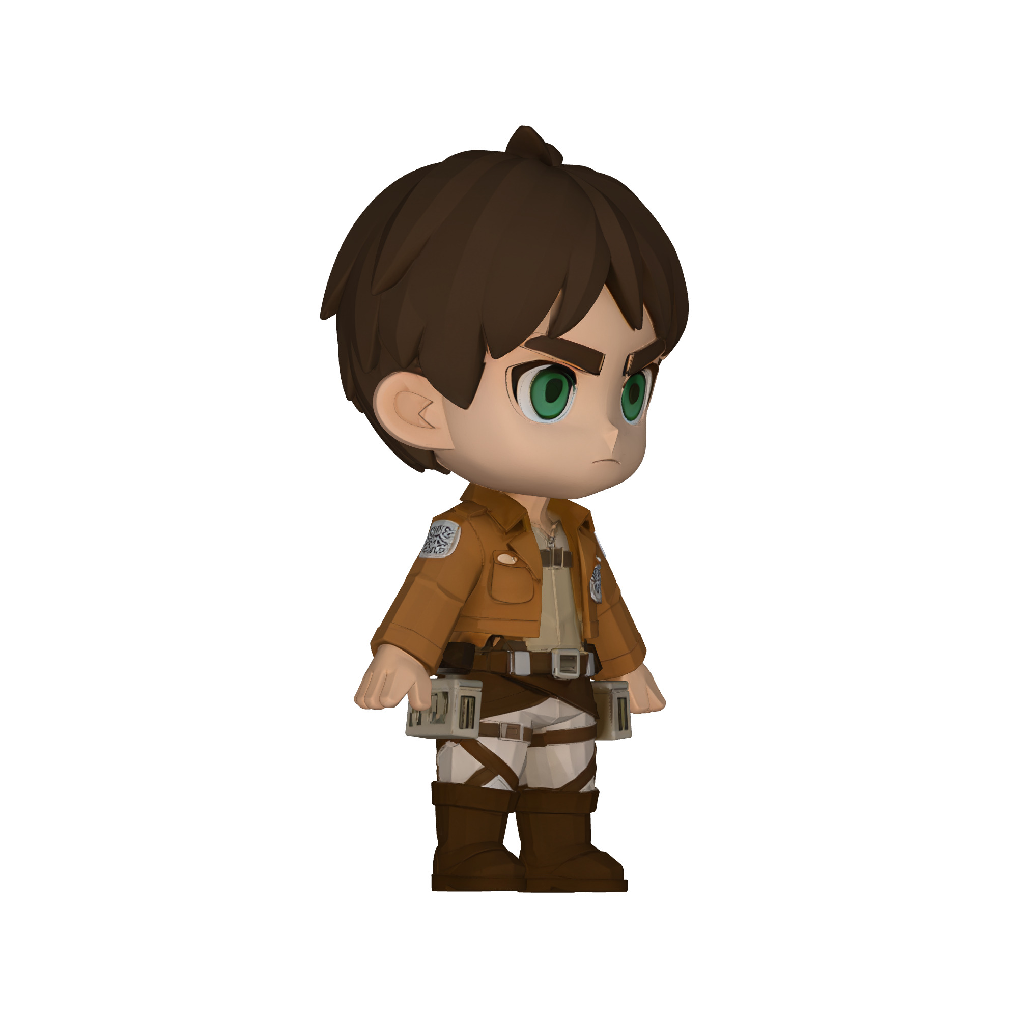 Chibi Eren Yeager AOT - Anime  Attack on Titan  Low-poly 3D model_3