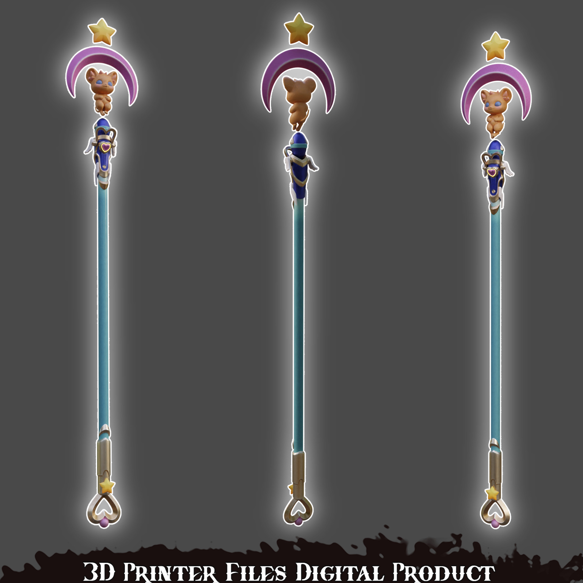 Mercy Magical Girl Cosplay Caduceus Staff Overwatch 2 3D print model_1
