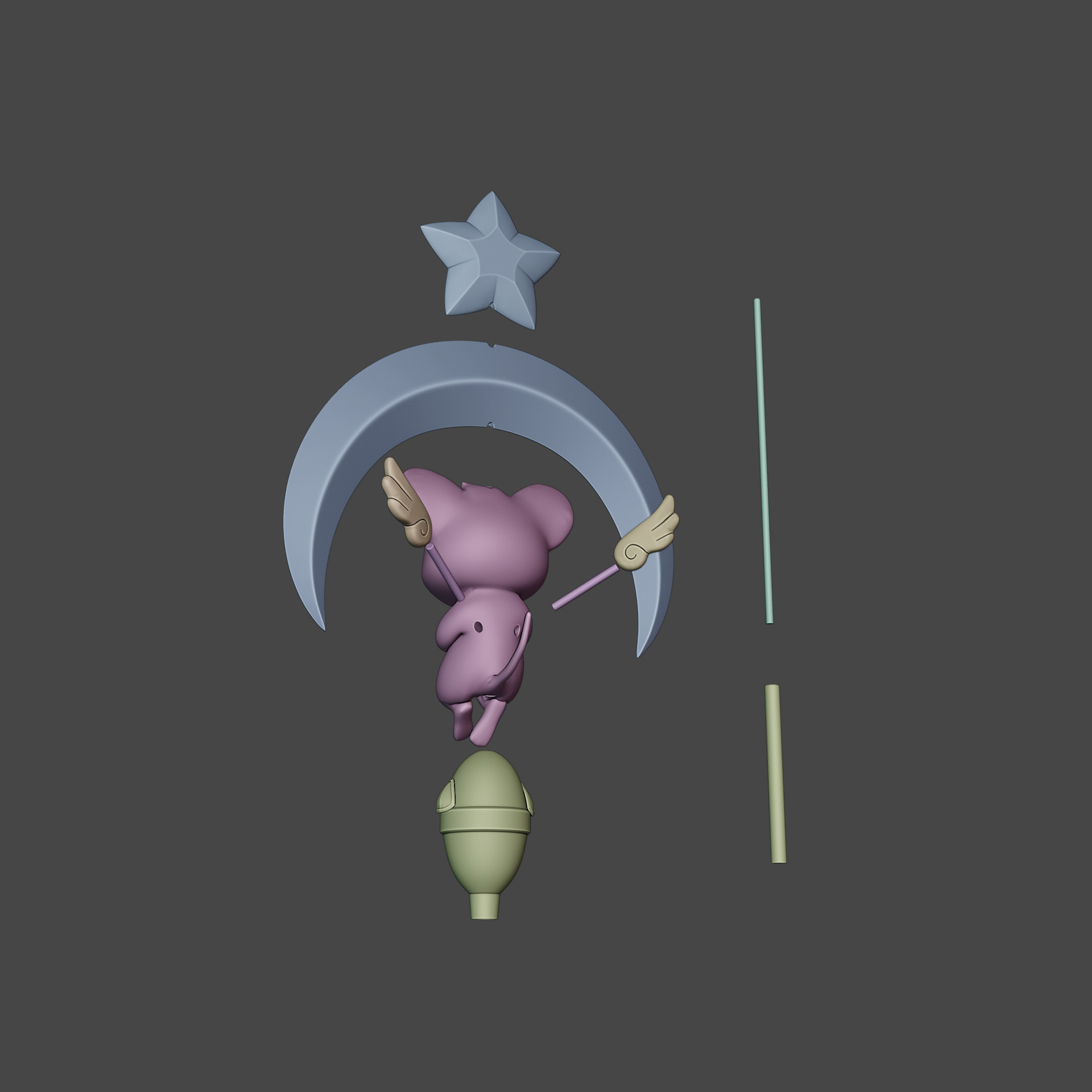 Mercy Magical Girl Cosplay Caduceus Staff Overwatch 2 3D print model_17