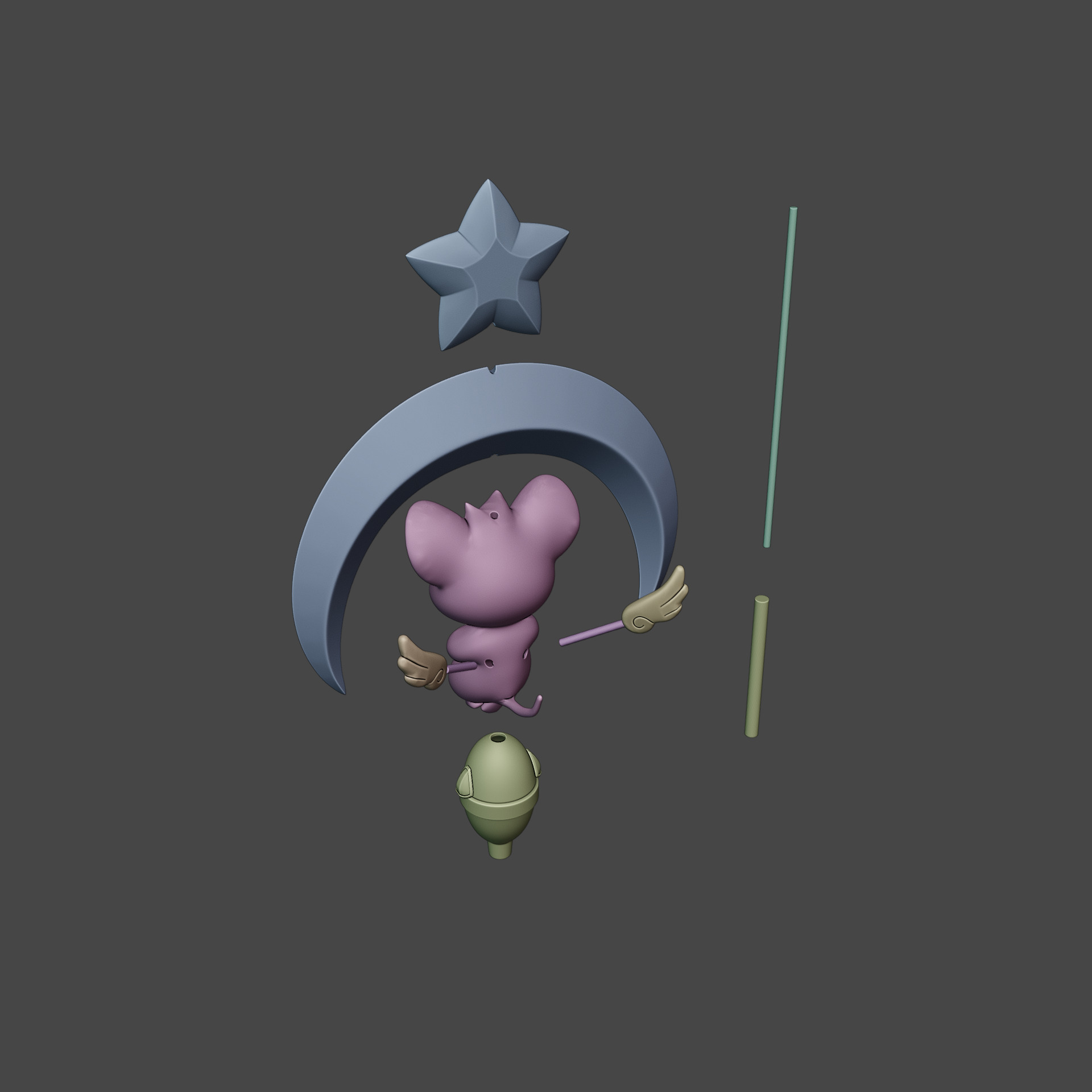 Mercy Magical Girl Cosplay Caduceus Staff Overwatch 2 3D print model_18