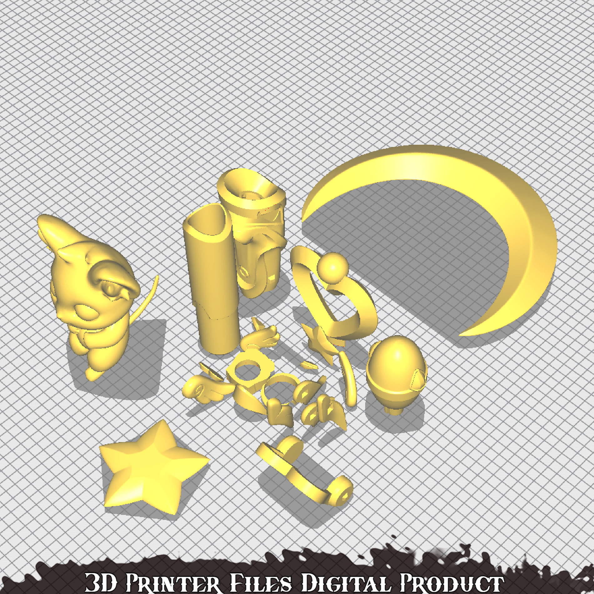 Mercy Magical Girl Cosplay Caduceus Staff Overwatch 2 3D print model_20