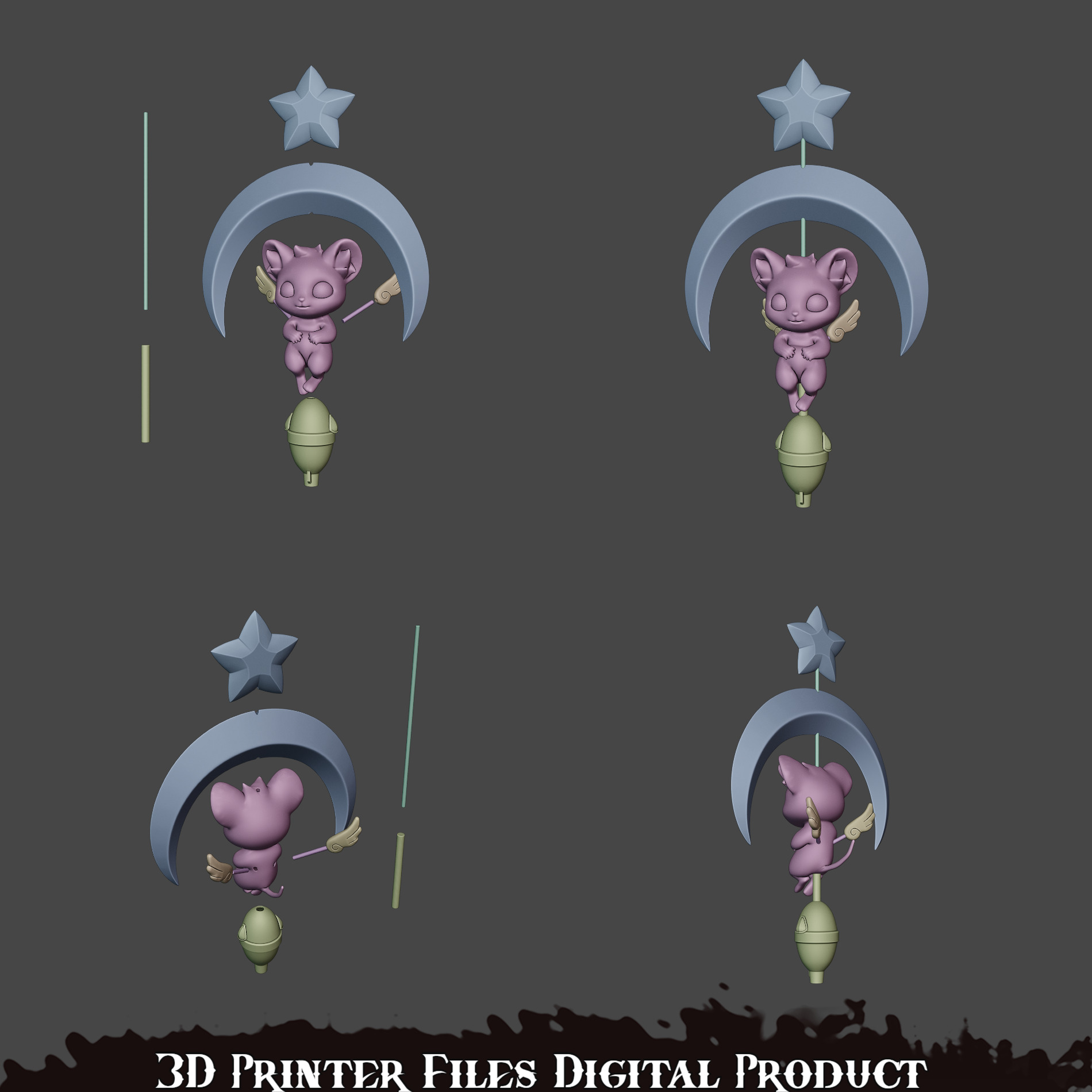 Mercy Magical Girl Cosplay Caduceus Staff Overwatch 2 3D print model_19