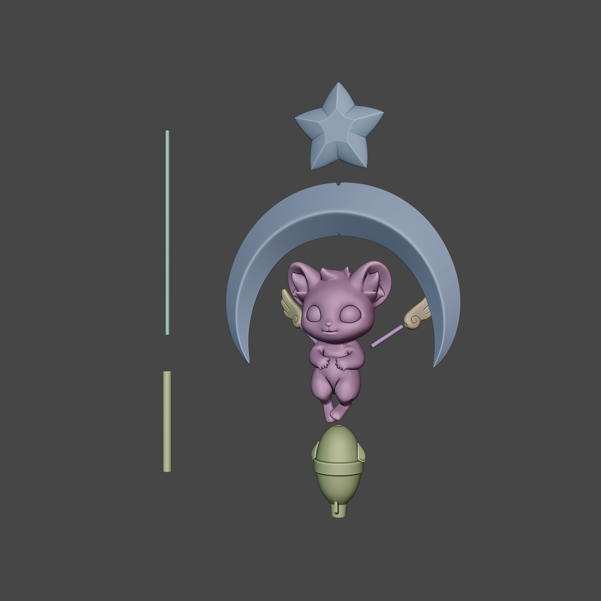 Mercy Magical Girl Cosplay Caduceus Staff Overwatch 2 3D print model_16