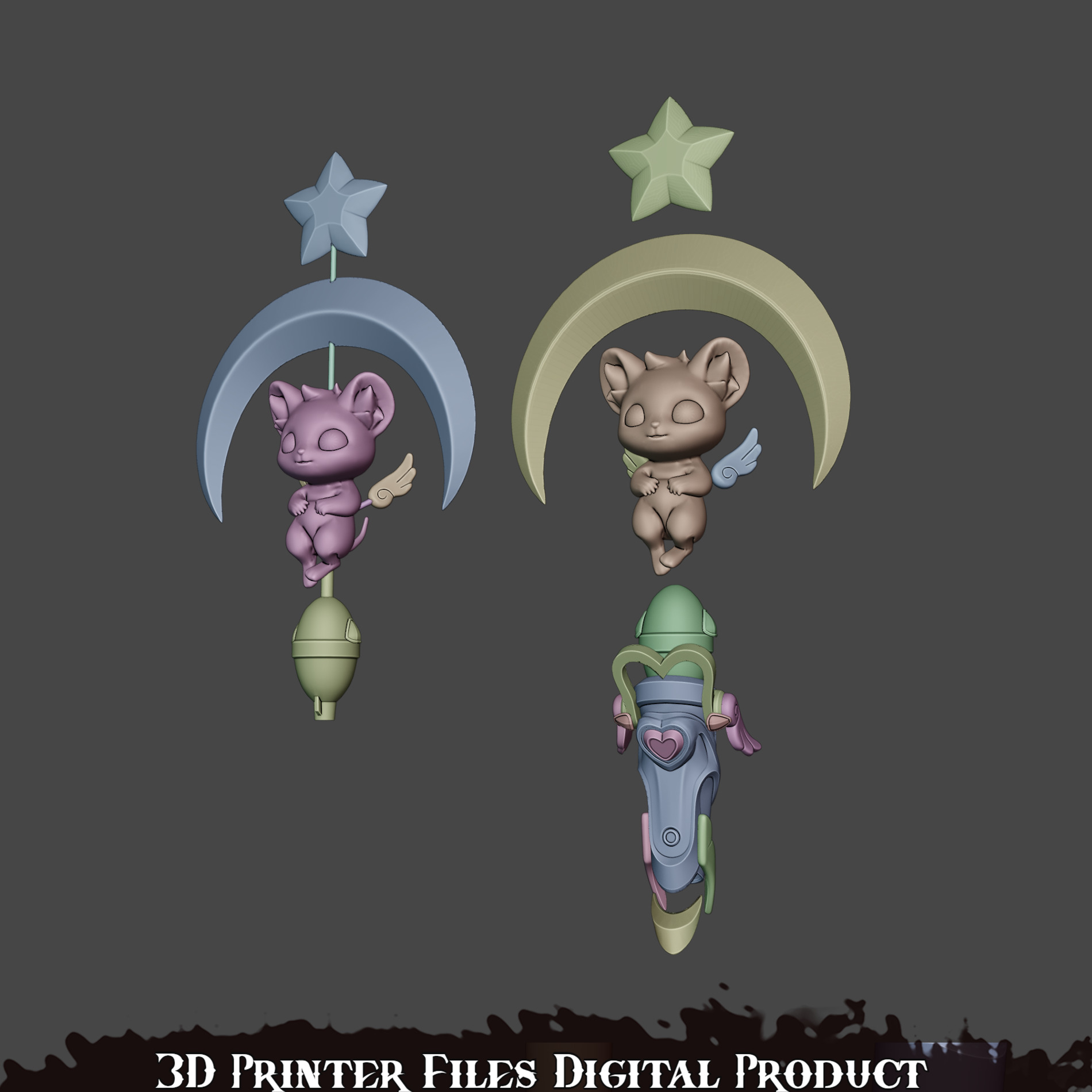 Mercy Magical Girl Cosplay Caduceus Staff Overwatch 2 3D print model_7