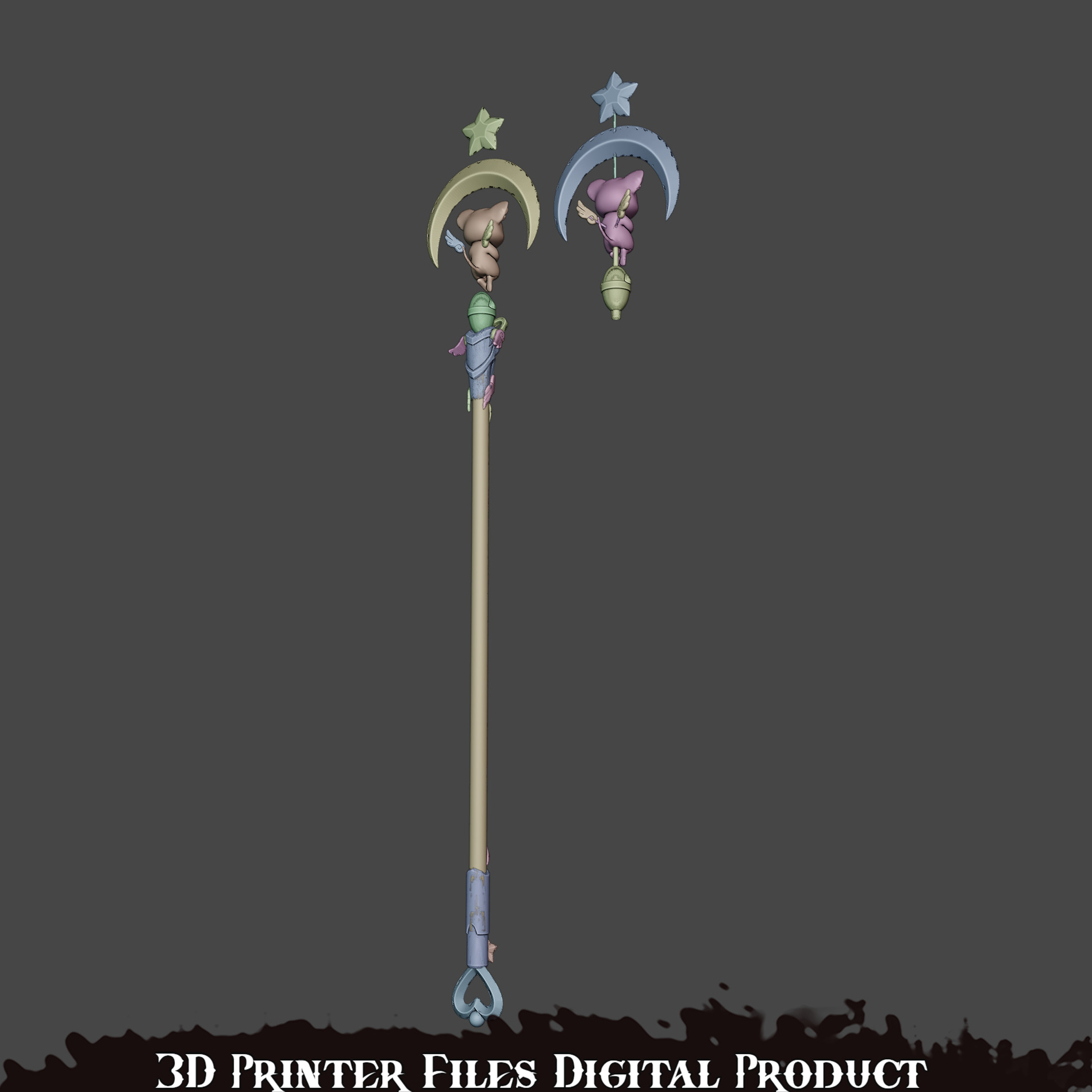 Mercy Magical Girl Cosplay Caduceus Staff Overwatch 2 3D print model_9