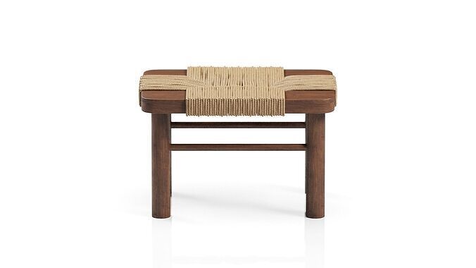 Mahogany Woden Rope Stool 3D model