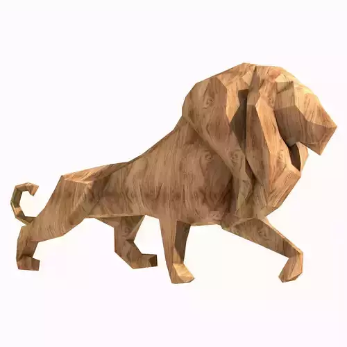 Lion Sculpture Low Poly
