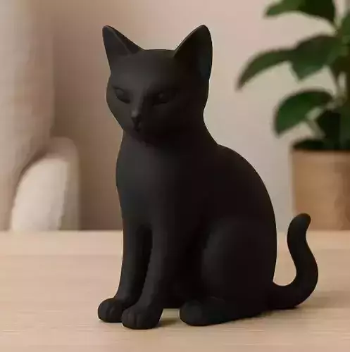 Modern Black Cat Figurine