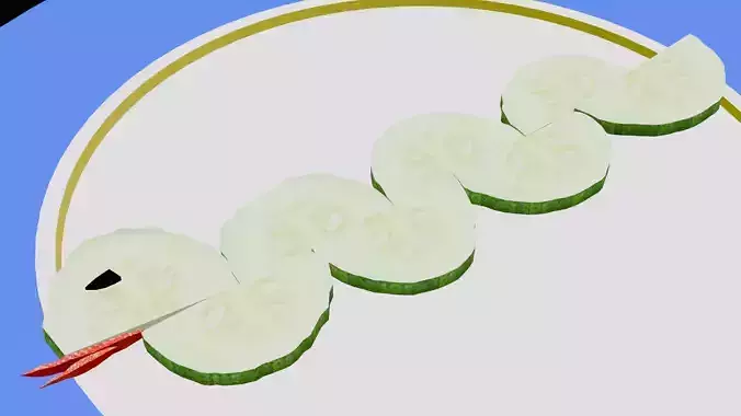 3D Cucumber Snake - A Unique Food-Themed Model