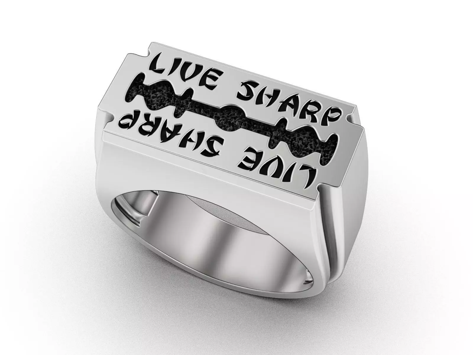 Razor Blade Signet Ring 3D print model