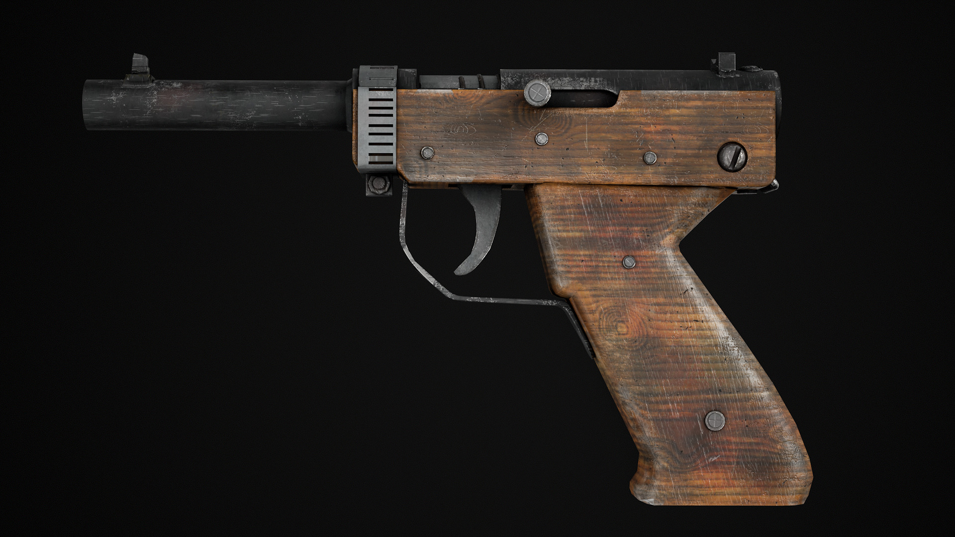 HandMade Gun Low-poly 3D model_5