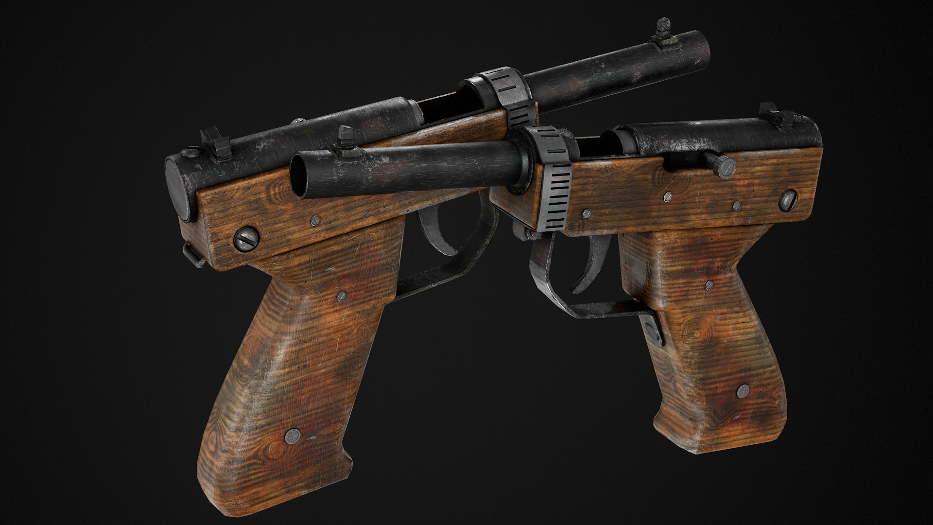 HandMade Gun Low-poly 3D model_3