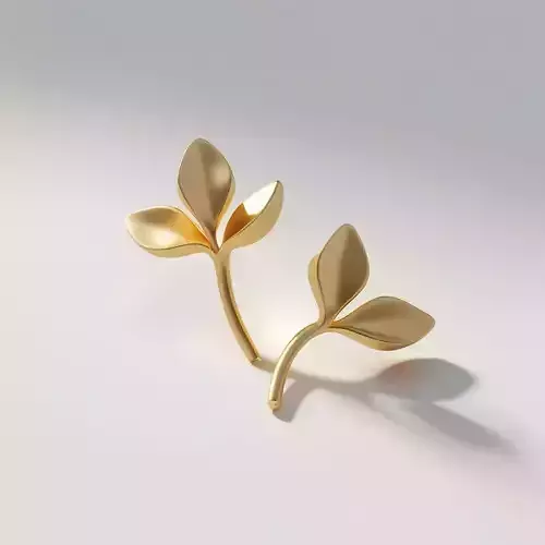 Golden Bloom Minimalist Sprout Stud Earrings