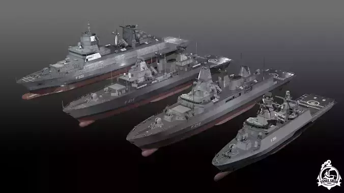 Modern German Navy warships 3D Model Collection Modern German Navy warships 3D Model Collection