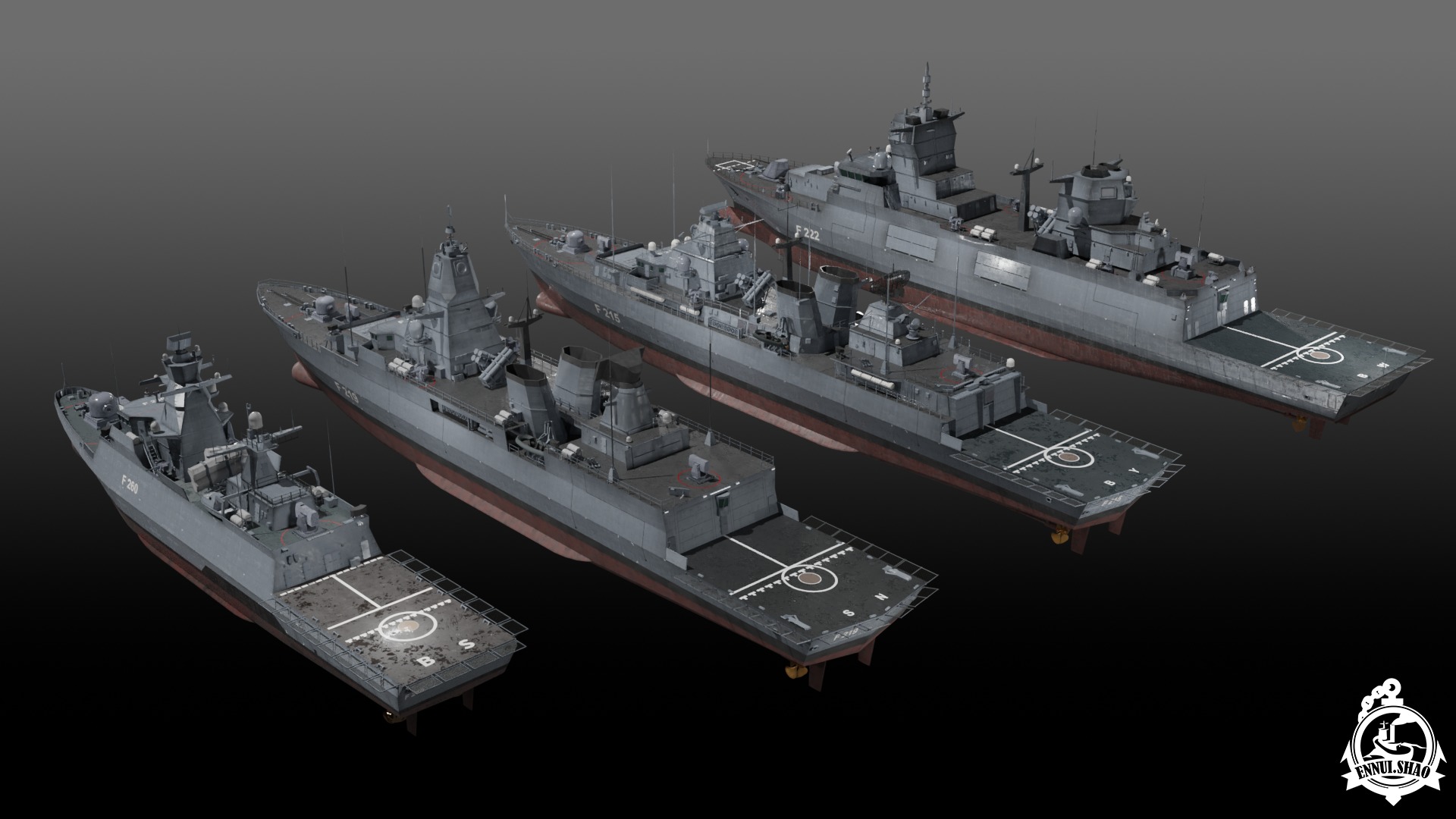 Modern German Navy warships 3D Model Collection_6