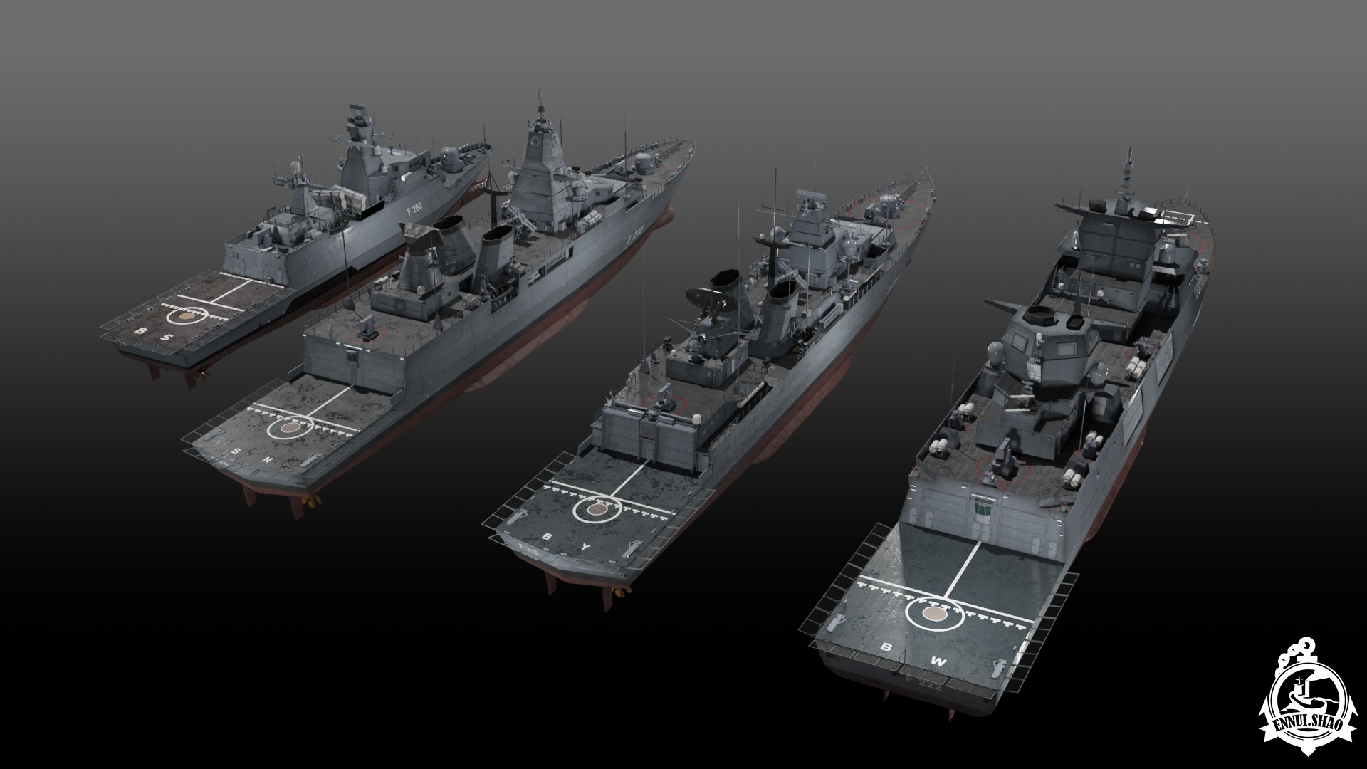 Modern German Navy warships 3D Model Collection_7