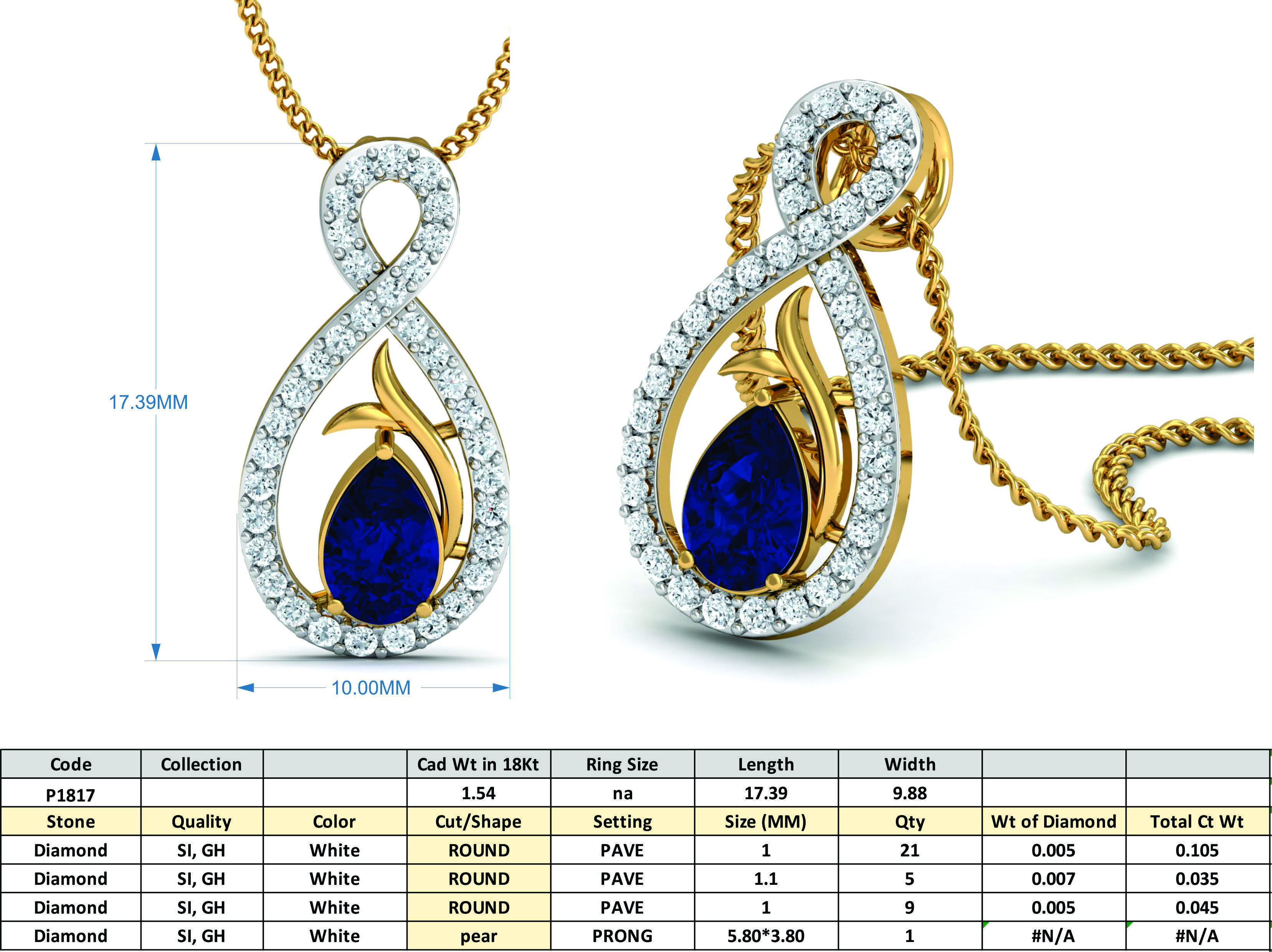 Jewelry 3D Models with render and 3dm  stl - P-1817 3D print model_3