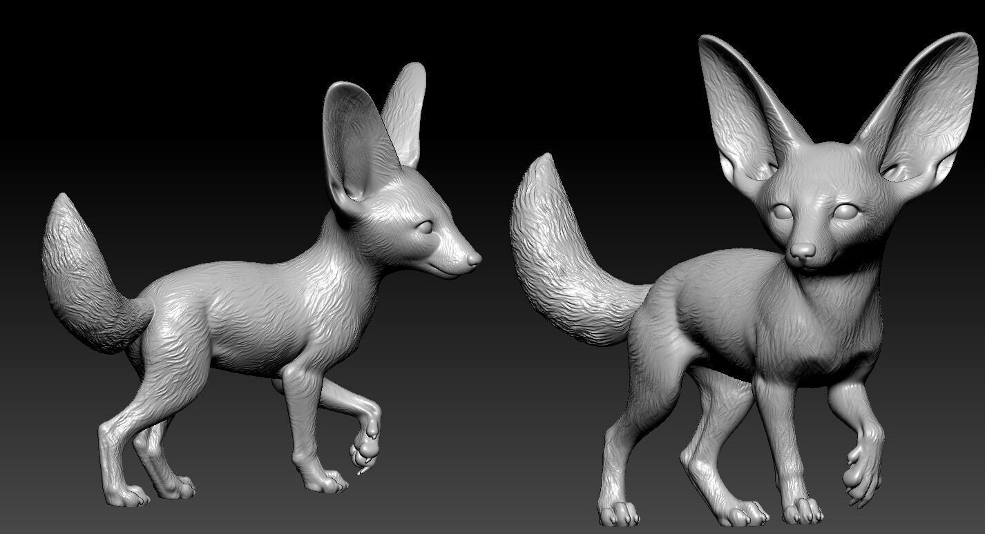 Fennec fox poses model - decor - 3D print 3D print model_2