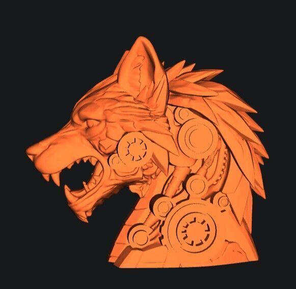 Wolf Mecha head 3D print model_3